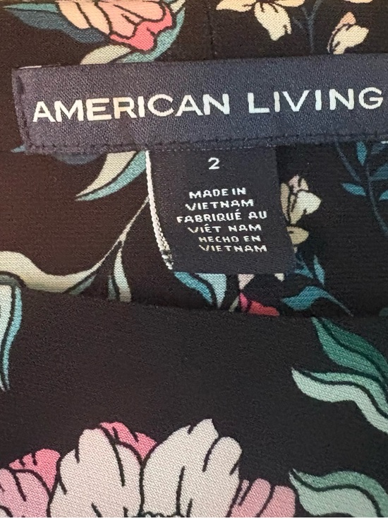 American Living Black Long-Sleeve Floral Dress with Pink Blooms - Picture 3 of 3